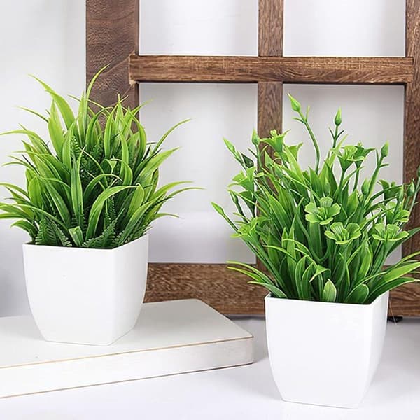Kunstige planter med potte, falske planter til hjemmebad, 5 stk