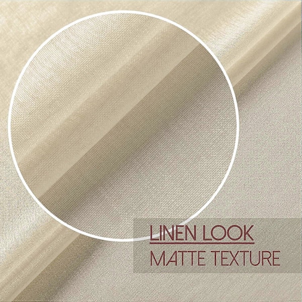 2 stk. Beige Gennemsigtig Voile Gardiner 150x250 cm Halvgennemsigtig Øjet i Hør Effekt Boligindretning til Stue Vindue Moderne Soveværelse Køkken Altan
