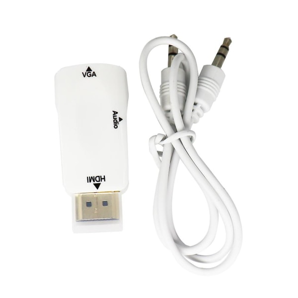 Hd 1080p 720p 480p Hdmi till Vga-adapter ljudkabel White