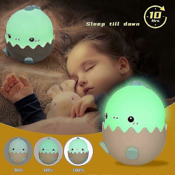 Bærbar Nattlampe for Barn LED Nattlampe med 3 Justerbare Moduser Flerfarget Silikon Sengelampe, USB Oppladbar Egg Nattlampe, Blå