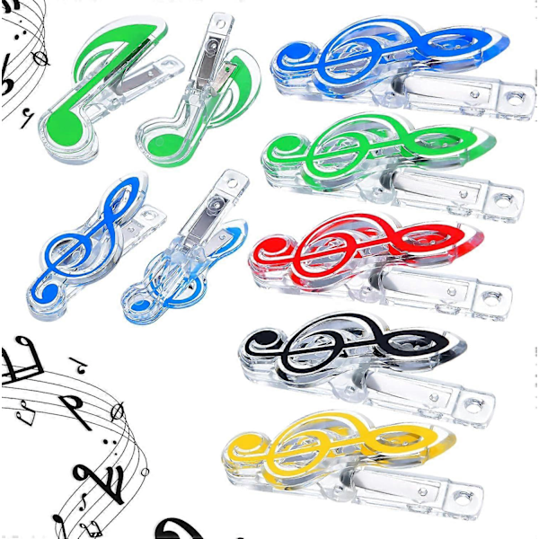 Musikpärmsklämmor, Plastmaterial, Flerfärgad Transparent, 40-pack