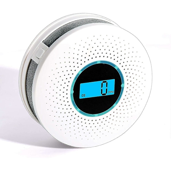 Kolmonoxid Detektor Rökdetektor Hög Noggrannhet CO Alarm Med Ljudvarning Och Digital LCD D