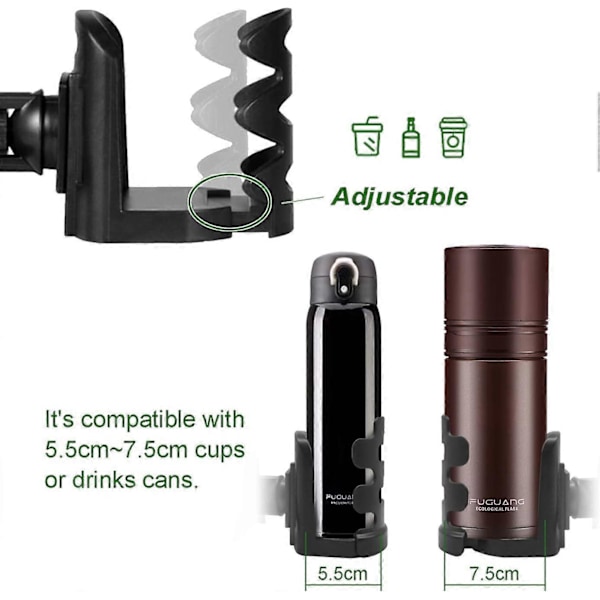 Bilkoppholder, Justerbar Bil Luftventilholder for Drikke Termos Kaffekrus for Kopper Diameter i 7,5 cm, ABS Plast