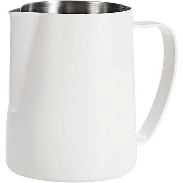 Mælkeskummer, 600 ml espressokande i rustfrit stål, kaffedampkander Mælkekande Latte Art, hvid