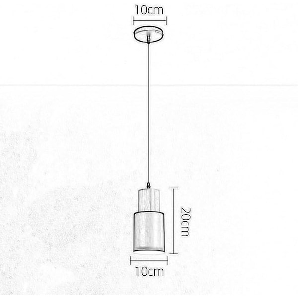 Mini sengebords pendellampe, træ pendellampe med cylindrisk skærm, metal pendellamper, E27 lysarmatur - grå