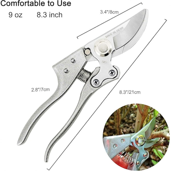 Japanska Trädgårdssaxar, 20 cm Professionell Bypass-design, Ergonomiska Trädgårdsredskap