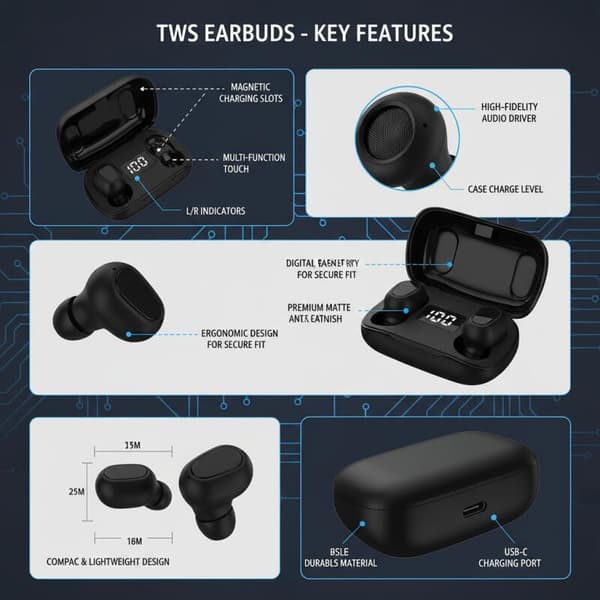 Sleep Dedicated L21Pro Bluetooth-hörlurar Digital Display Mini Brusreducering