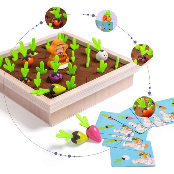 Trä roliga morötter Harvest Toy, Memory Board Game S