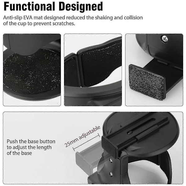 2 stk. Bilkoppholder Bil Luftventil Koppholder Bil Drikkekoppholder Justerbar Ventil Koppholder