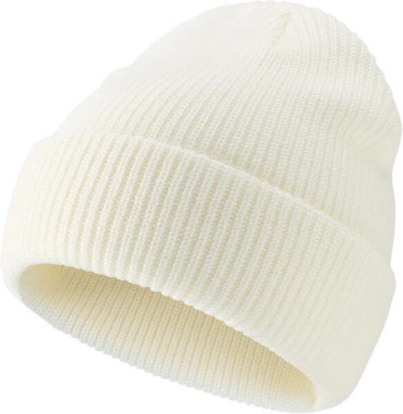 Stickad mössa för män kvinnor varma vinterhattar uppvikta mössor skull cap akryl watch hat vit
