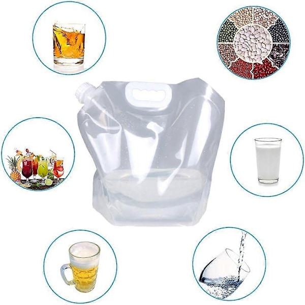 4-pack Hopfällbara Vattendunkar - 5 L Campingförvaringspåsar