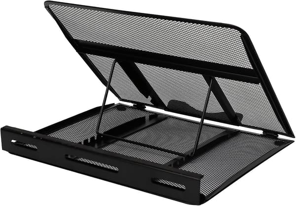 Ergonomisk og ventilert justerbart laptopstativ, 33 x 28 x 4 cm, Svart