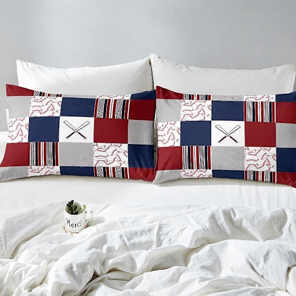 3-delt dynetrekksett Moderne Rutete Stripete Retro Stil for Sportsspill King Size 264cm x 229cm