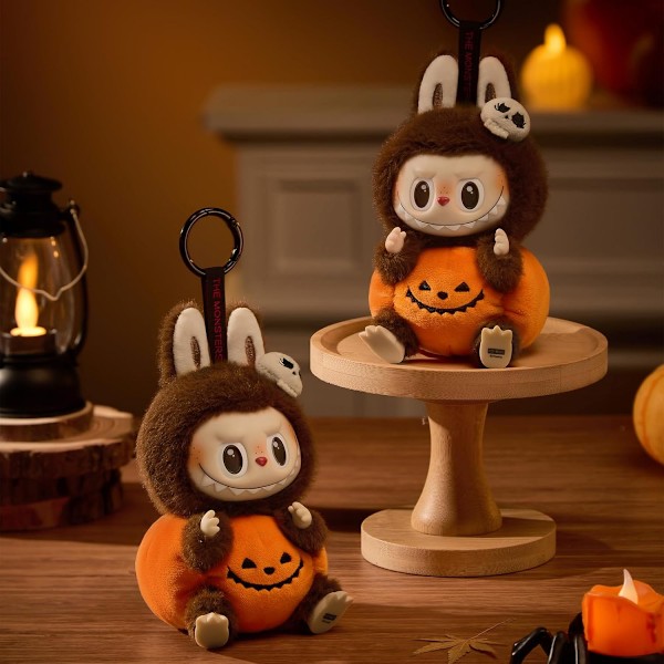 Labubu Happy Halloween Party Series - Sittende Gresskar Vinyl Plysj Anheng