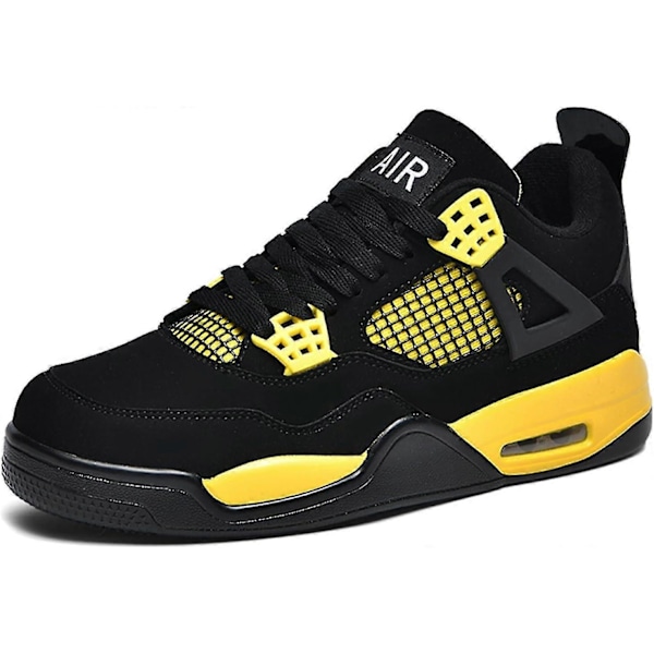 (A4 Svart Röd 10 UK) Bebetter Herr Air 4 Retro Klassiska Skate Skor - Svarta Träningsskor för Basket Casual Sneakers 10 UK