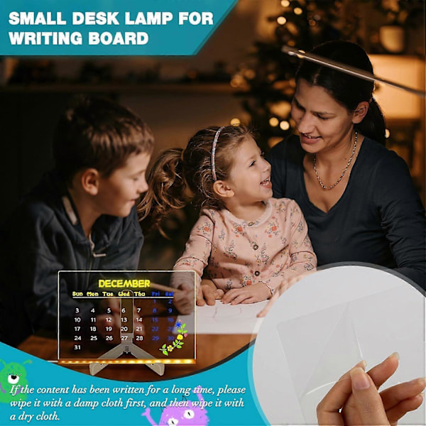 LED Notattavle med Farger Akryl Tørrslettbar Gjenbrukbar Meldingstavle for Barn 30 x 20 cm