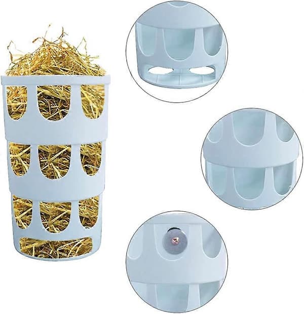 2 stk. Græsfoder, Høfoder, Kaninhøfoder, Foderdispensere Plastikskål Hængbar Spiselig Porøs, til Marsvin, Chinchilla, Kaniner, Blå