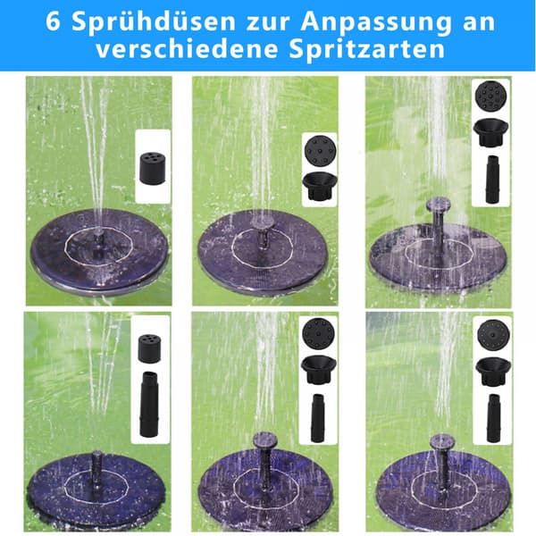 Solpump, solfontän, 1,5 watt vattenspel, dammpump, fontän