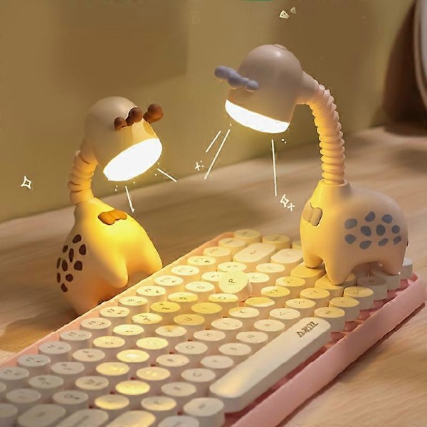 Bedårande giraff nattlampa - animerad dekompressionsleksak, skrivbordsdekoration bordslampa, ögonskyddsfunktion, perfekt för studentboende