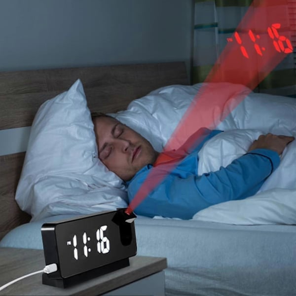 Projektions Digital Väckarklocka för Sovrum LED Väckarklocka för Sovrum med USB-Laddningsport