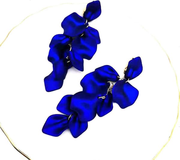 (Blå) Akryl Roseblad Øreringe Dingle Overdrevne Blomsterøreringe Drop Blomsterkvast Øreringe Blue