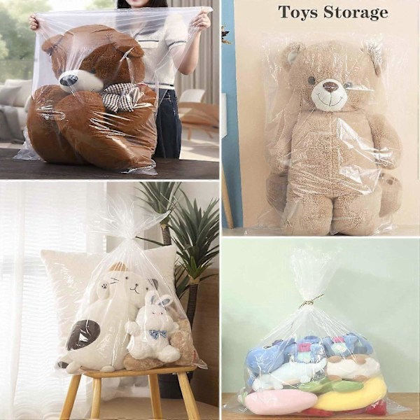 10 x Ekstra Store Klare Plastikposer, 100 x 150 cm Støvtæt Bagage Møbler
