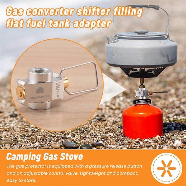 Camping Gassparer Plus Gasskonverter Skifter Påfyll Flat Tank, Sølv