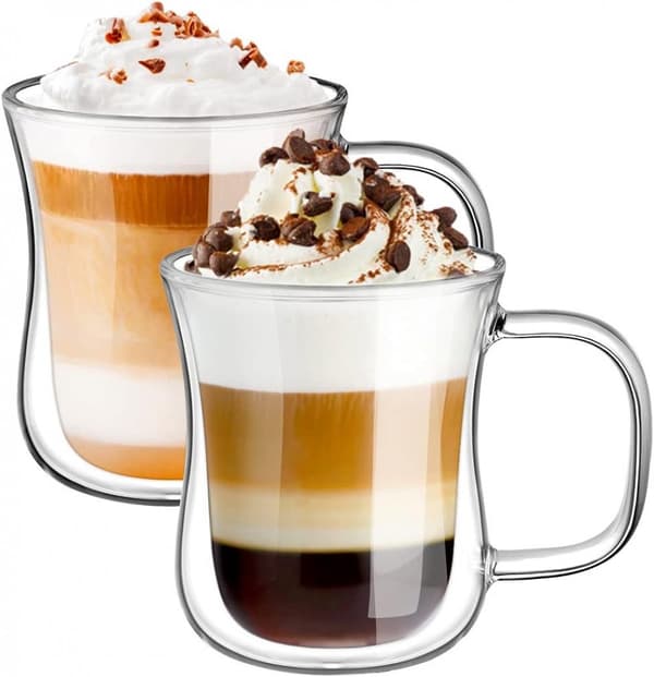 Dobbeltveggede latte macchiato kaffekopper, glass, 2 stk, 350 ml