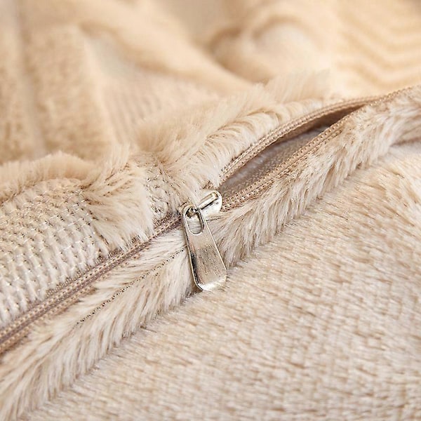 6 st Beige Mjuka Plysch Ulliga Korta Sammet Dekorativa Kuddfodral Lyxig Stil för Soffa Sovrum Vit 45 x 45 cm