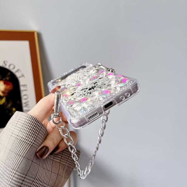 Mobilskal med kedja för Samsung Galaxy Z Flip 4, strassdesign