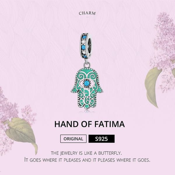S925 Sterling Sølv Fatimas Hånd Vedhæng