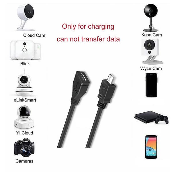 Micro USB han til hun-kabel fuld pin-forbindelse Micro USB forlængerledning forlænger opladerledning kun til opladning