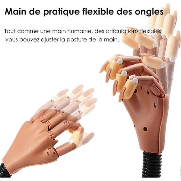 Öva falska manikyrer, träna flexibelt händer och fingrar + 100 utbytbara nageltippar (brun)