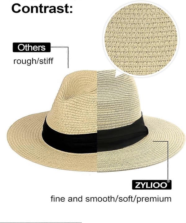 Strå Panama-hatter for store hoder Stor sommer strand solhatt Stor bred brem UV