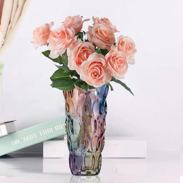 Okrossbar Blomstervas i Glas 1.1kg 24cm Glittrande Böhmisk Stil