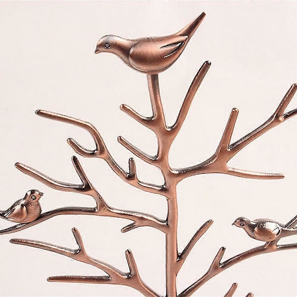 Antik Bronze Smykketræ Stand Vintage Fugle Hæng Smykker, Hæng Rack – Stand