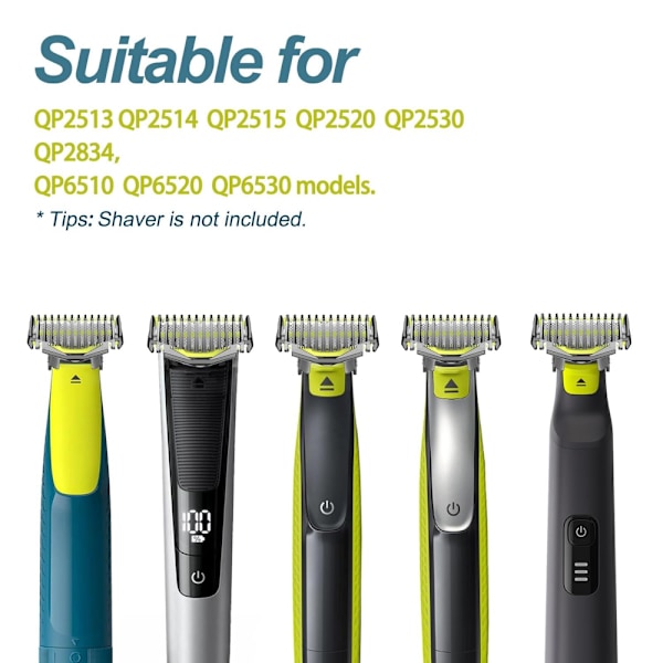 Uppgraderade Ersättningsblad i Rostfritt Stål med Trimmer Skydd Kompatibla med One Blades P2515QP2520 (3+3 set)
