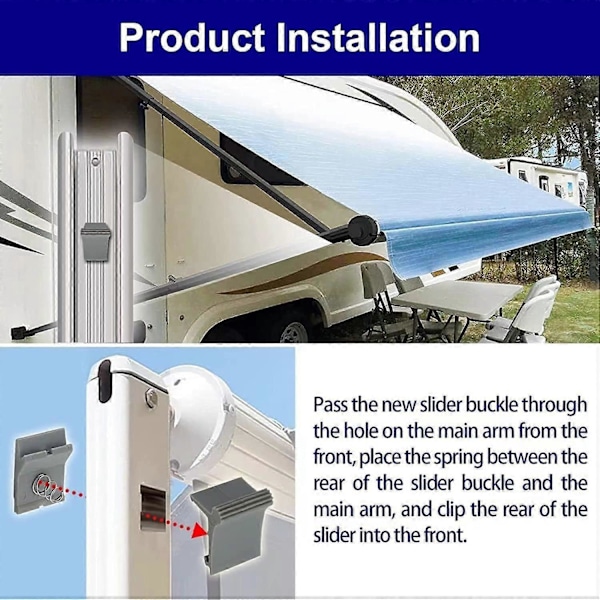 A&E RV Markisarm Glidfångst Kit (2 Set), Kompatibel med 8500/9000 Serien
