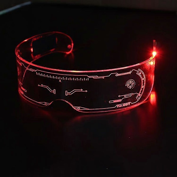 (Punainen valo) LED-valolla varustetut 7 värin kirkkaat linssit visiirilasit suojalasit Cyberpunk Rave Party Red light