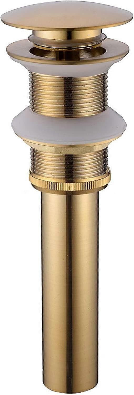 Mässing Diskbänksavlopp Modern Pop Up Click Clack Fjäderplugg Utan Slits Utan Överlopp, Borstad Guld