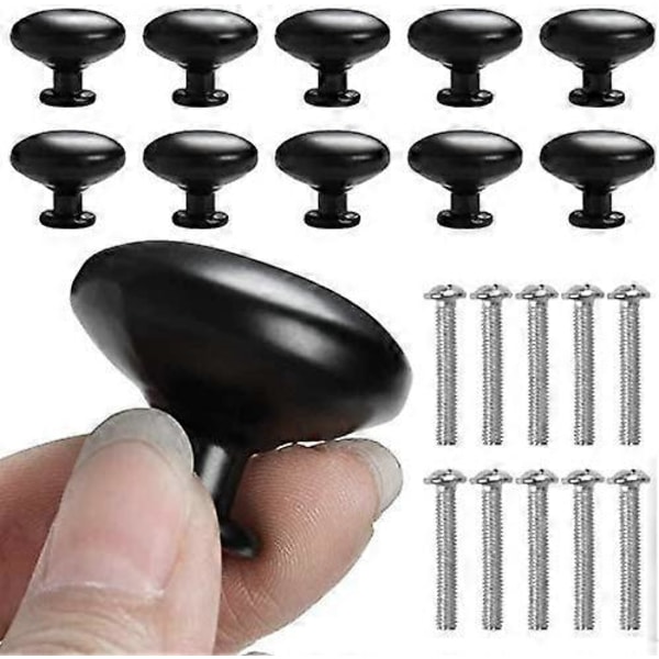 10 st Matt Svart Lådknapp, Skåphandtag, Lådhandtag, Byråknoppar, Lådknappset, Skåphandtag, med Rund Topp, 30mm Knopp