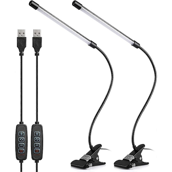 LED Klemmeskrivebordslampe, 10W USB Klemmelæselampe 360 Fleksibel Svanenhals, Studiearbejdslys Øjenbeskyttelse med 3 Lystilstande &amp; 10 Lysstyrkeniveauer