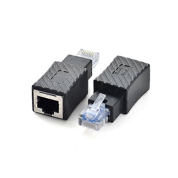 Cat5E/Cat6 Rj45 Ethernet -sovitin, 2 kpl Rj45/8P8C uros-naaras 90 asteen suorakulmainen Ethernet-sovitin tukee Cat6/Cat5E:tä (Ethernet-sovitin)