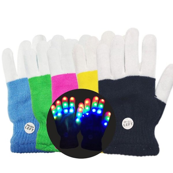 Led Glow Glove Rave Light Blinkande Handskar Glow Tip Lighting Blå