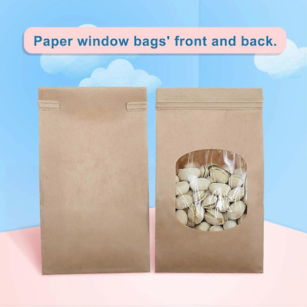 50-pack Fönsterpapperspåsar - Plåtförslutning Kaffe/Kakor Förpackning