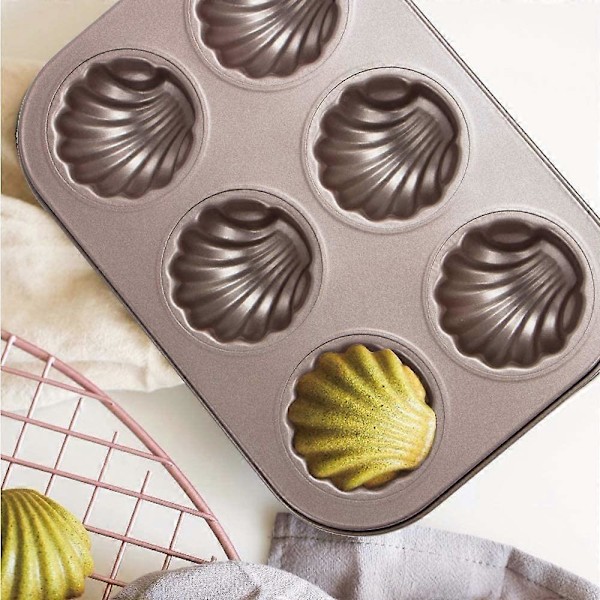 Moulle Madeleine 2 Delar Madeleine Bakplåt 6 Hål Non-Stick Madeleine Bakform för Att Göra Desserter, Bakverk, Choklad