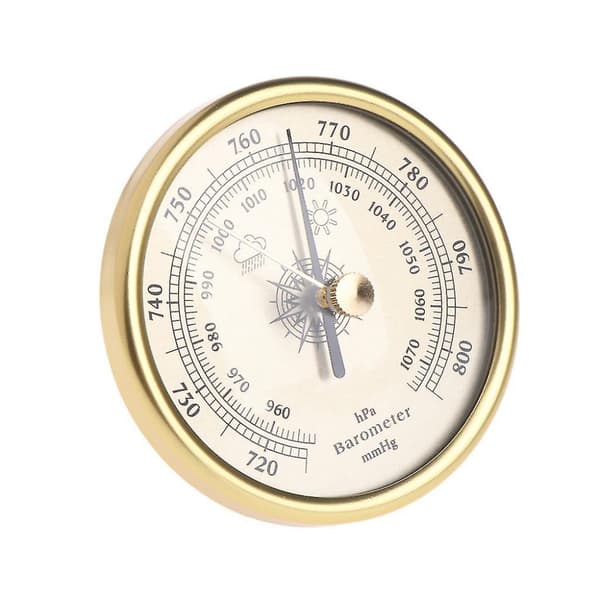 72mm Väggmonterad Barometer 1070hpa Guld Färg Rund Urtavla Luft Väderstation