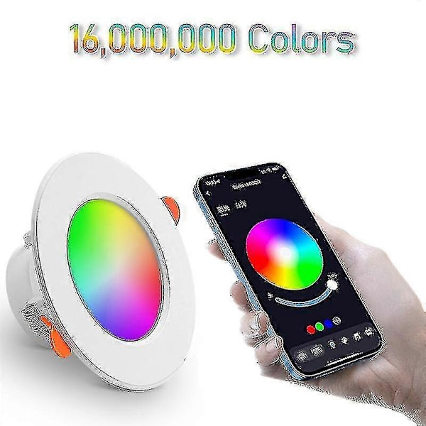 Pakker LED innfelt taklampe 10 W dimbar downlight 800 lm Rgb+cct+ac85 265v Bluetooth spotlight for stue