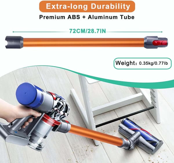 Teleskoprør, stiv forlængerstav kompatibel med Dyson V11 V10 V15 V8 V7, 73 cm længde, Quick Release-rør - Orange