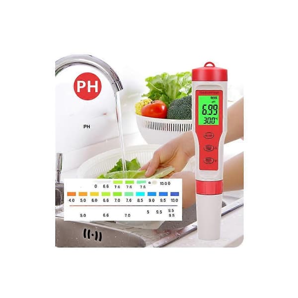 TDS / ph / EC / Temperatur fire i én Vannkvalitetstester Konduktivitet pH Penn TDS tester